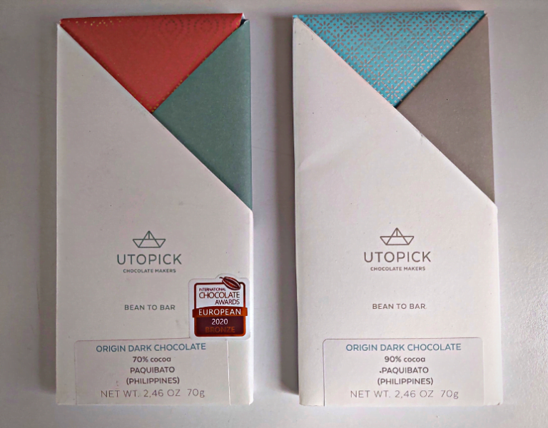 Dos tabletas de Utopick Chocolate del mismo origen. ¿El porcentaje importa?